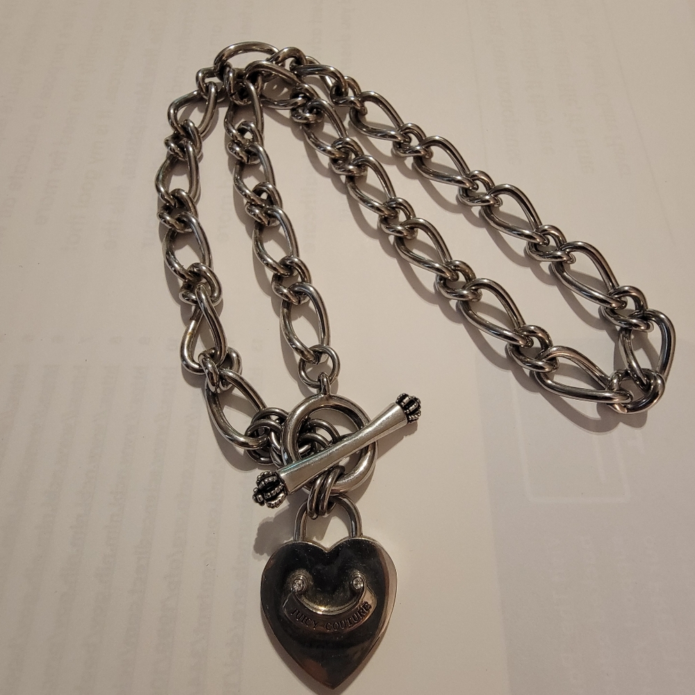 Juicy Couture Heart Toggle Silver Necklace 2000's